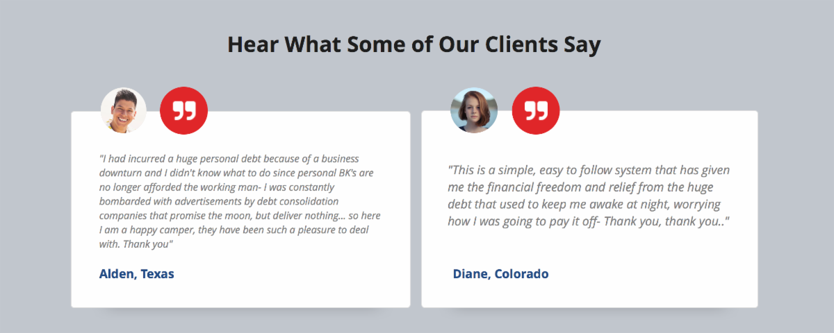 Debt Reduction Testimonials